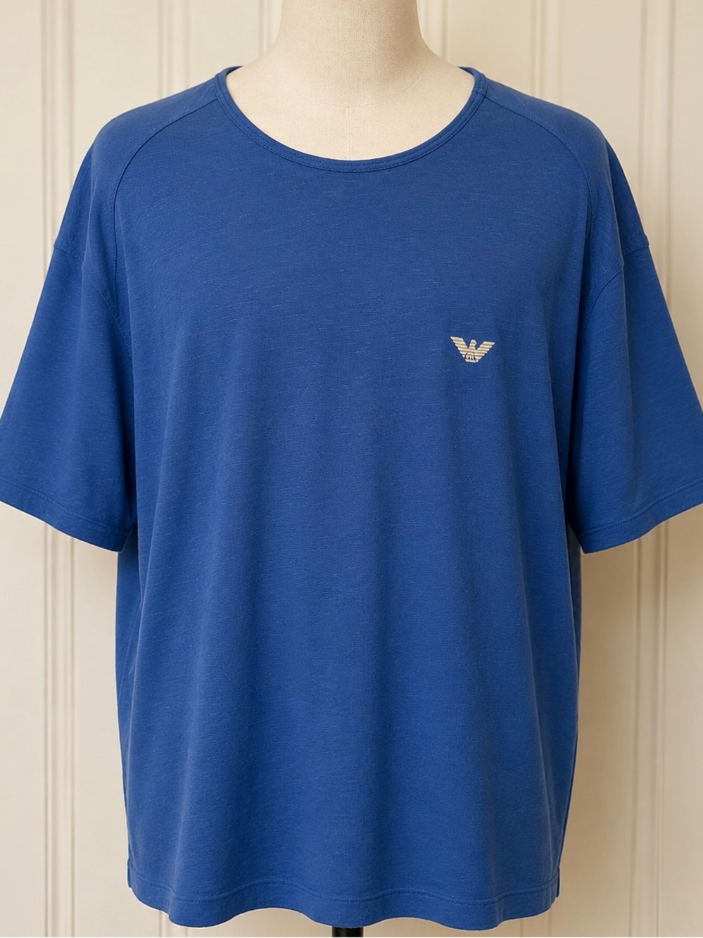 Emporio Armani Men’s Blue Logo Crew Neck T‑Shirt